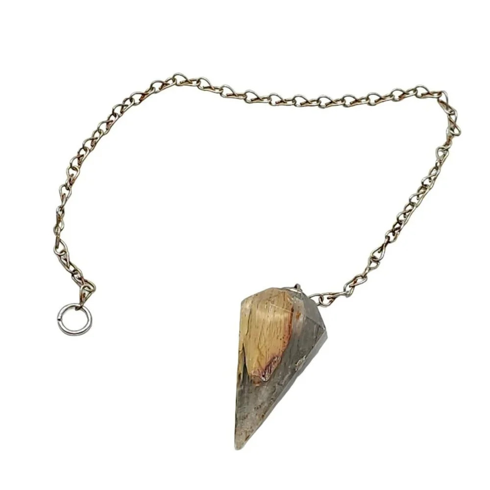 Smokey Quartz Orgone Pendulum Silver Tone Vintage